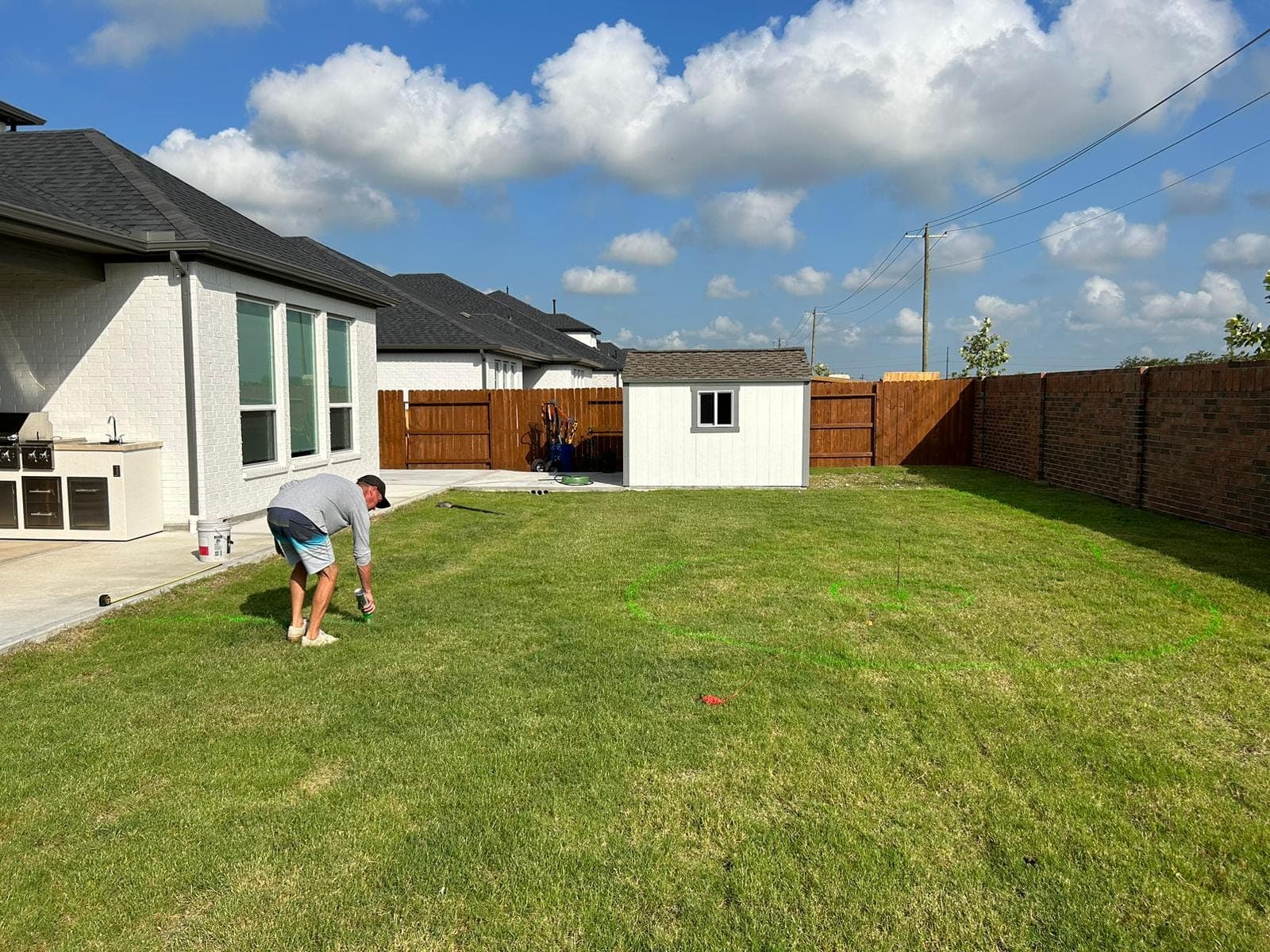 Billy working on a new backyard lawn installation